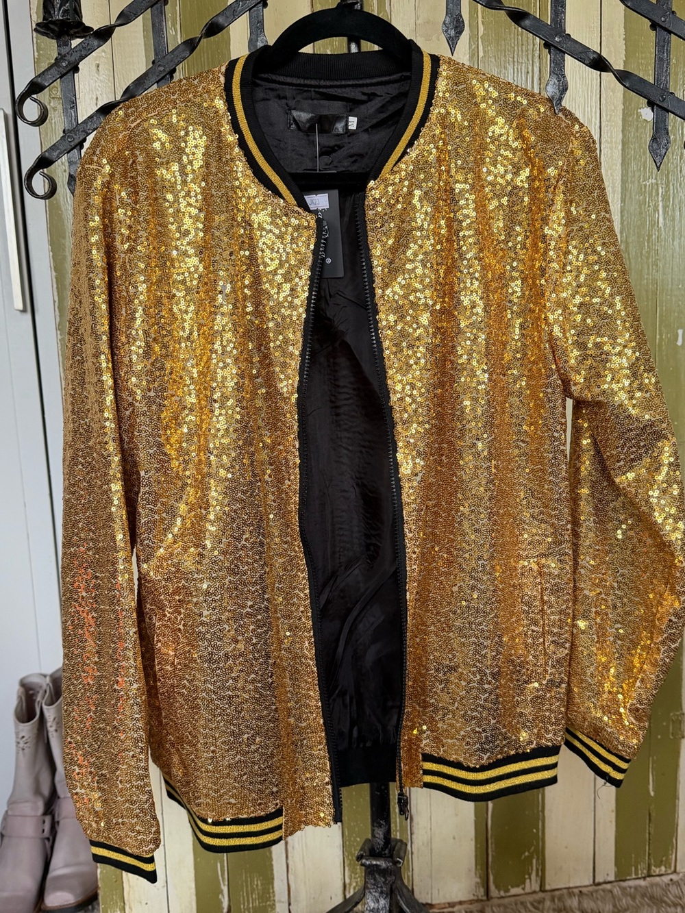 Gold sequin waist length, jacket